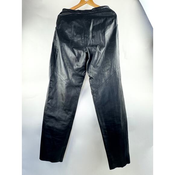 Y2K Black Leather Pants Size 10 Ruth Wagner Inseam 31.5 Inches - Picture 6 of 8